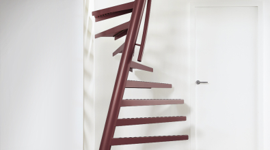 Tiny basement stairs 1m2 EeStairs Small steel design staircase